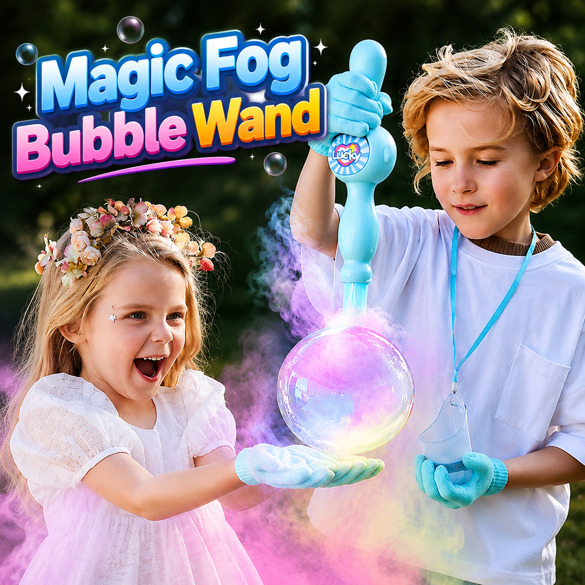 Magic Fog Bubble Wand – Colorful Smoke Bubble Machine Toy for Kids