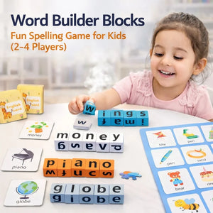 Wooden Spelling Blocks Game - 2 to 4 Players